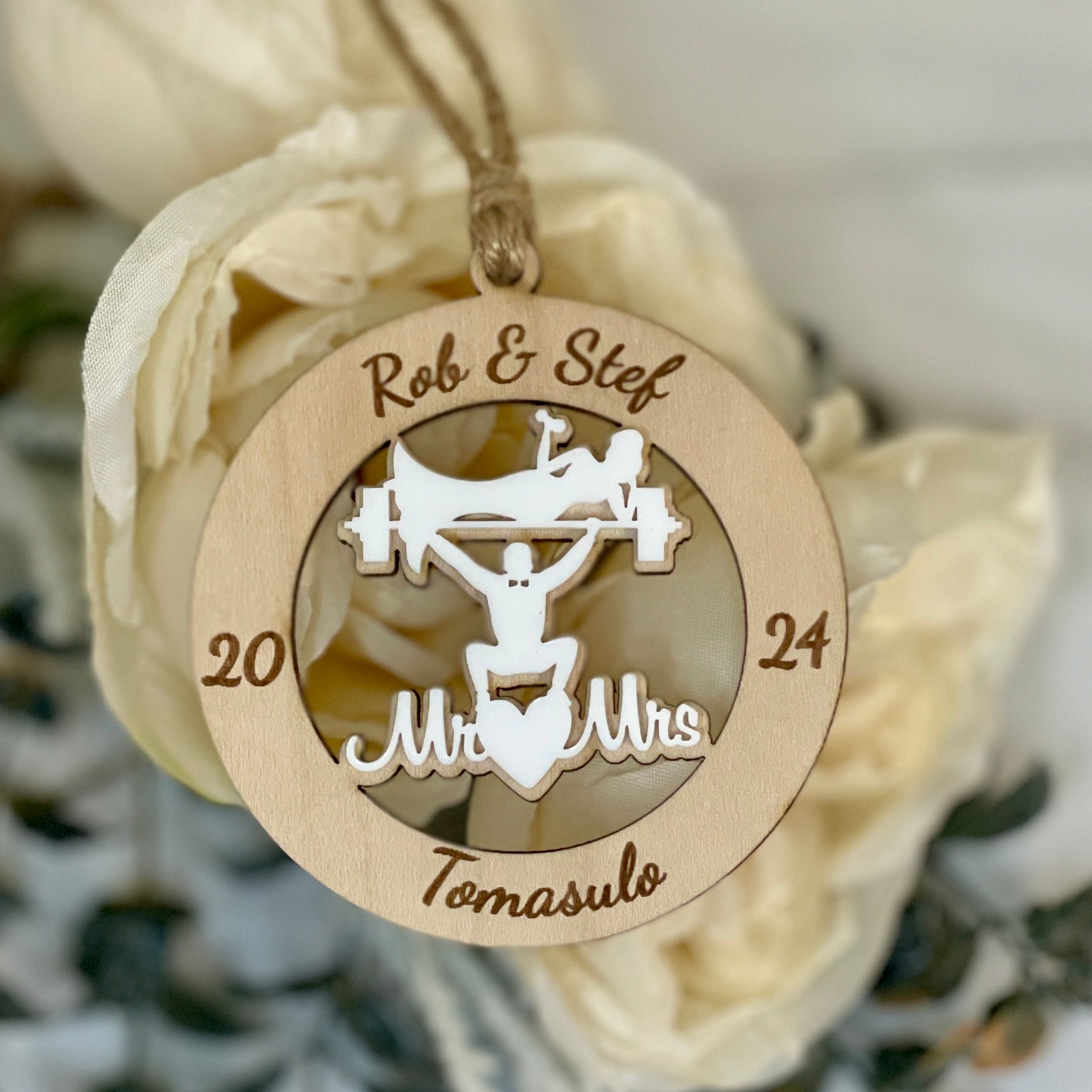 Weight Lifting Couple Mr & Mrs Ornament
