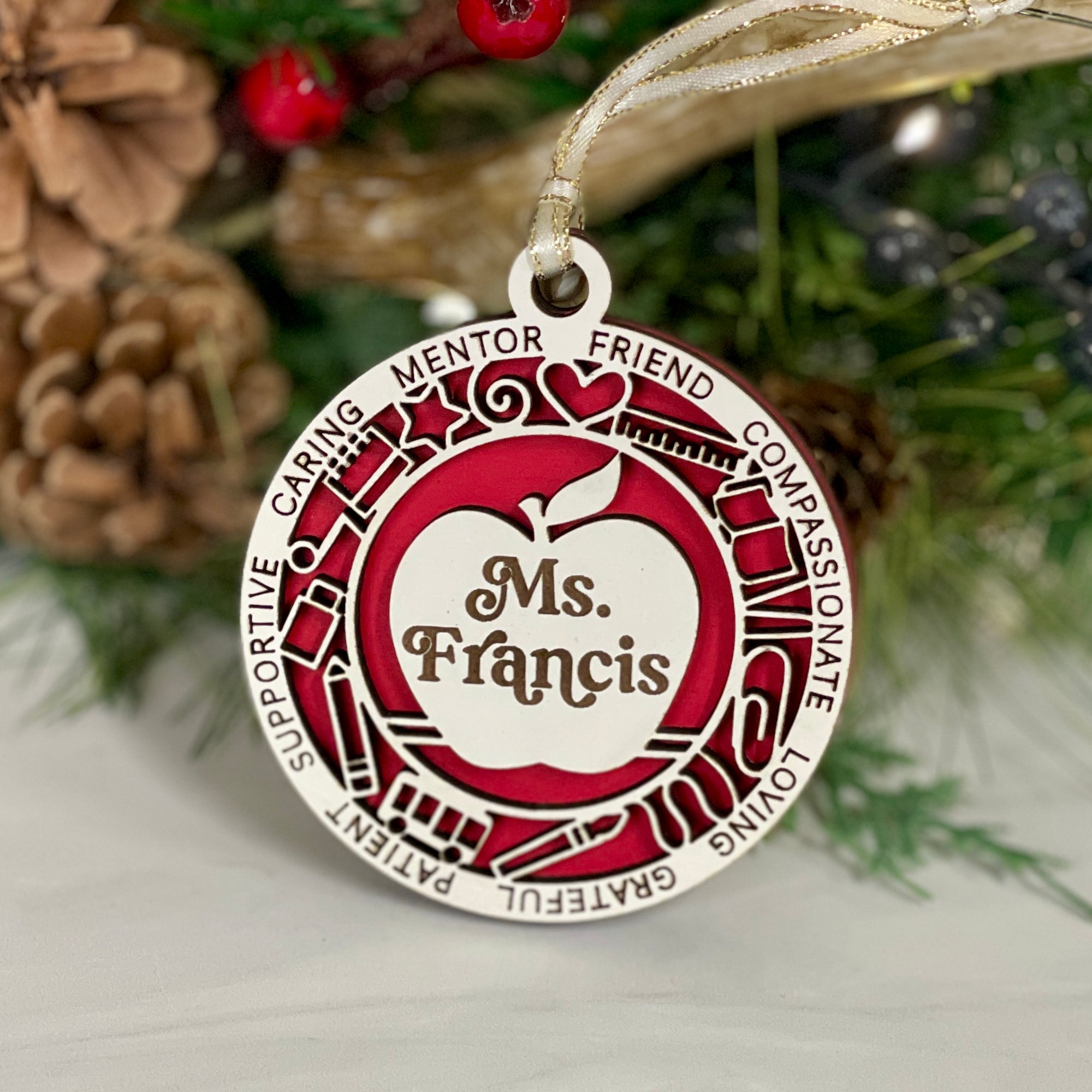 Personalized Teacher Name Ornament