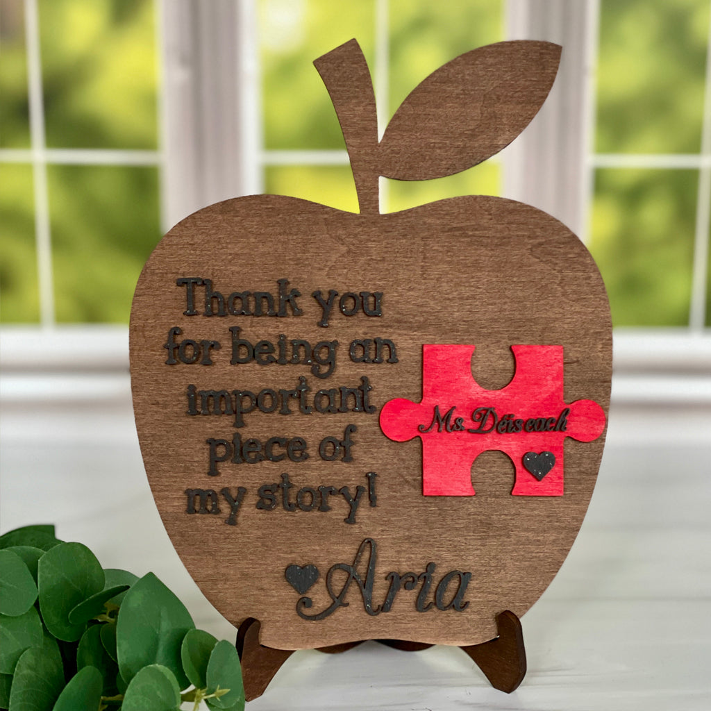 Apple Puzzle Piece Sign For Teacher Appreciation Gift