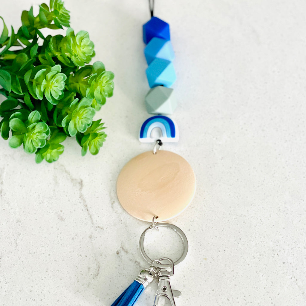 Personalized Silicone Bead Rainbow Teacher Lanyard