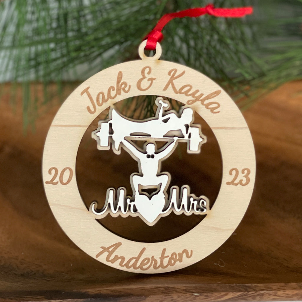 Weight Lifting Couple Mr & Mrs Ornament
