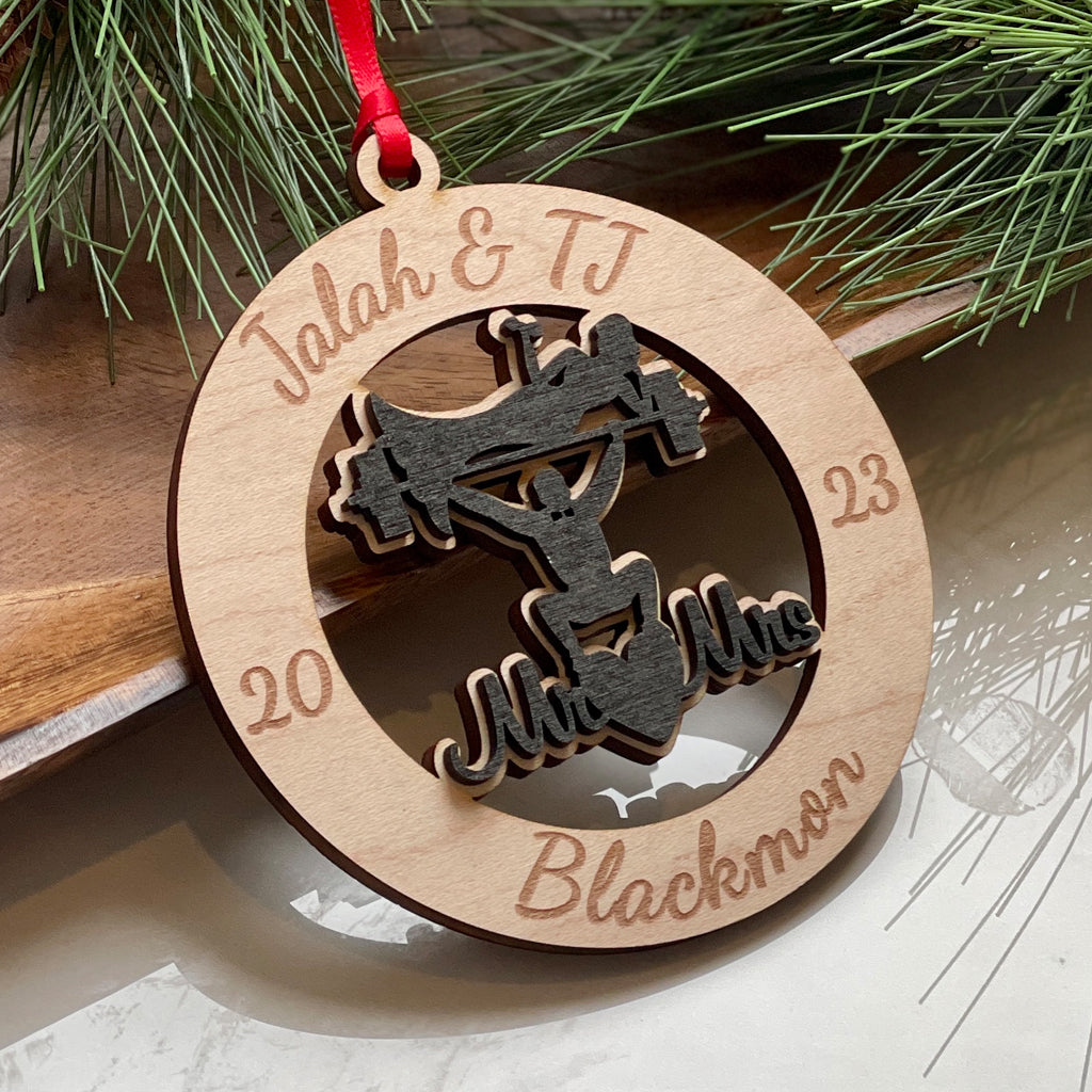 Weight Lifting Couple Mr & Mrs Ornament