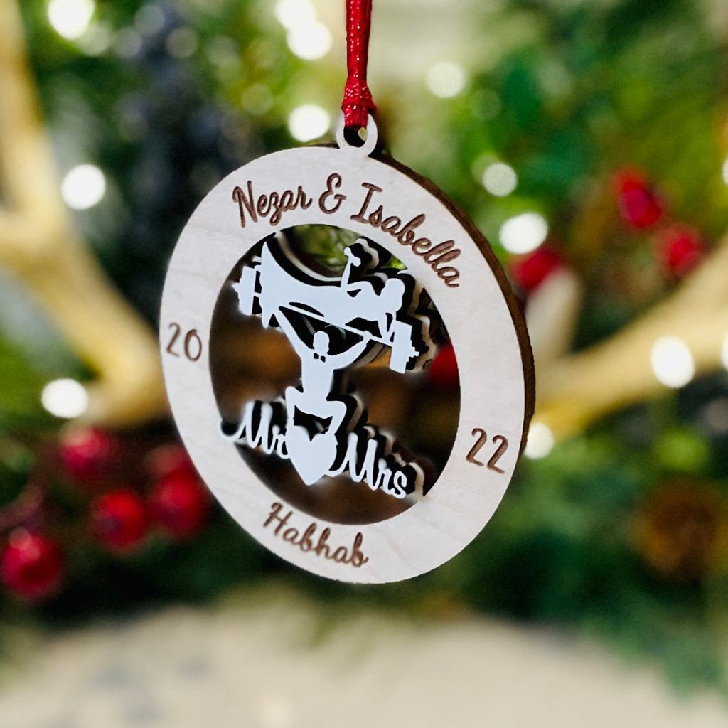 Weight Lifting Couple Mr & Mrs Ornament