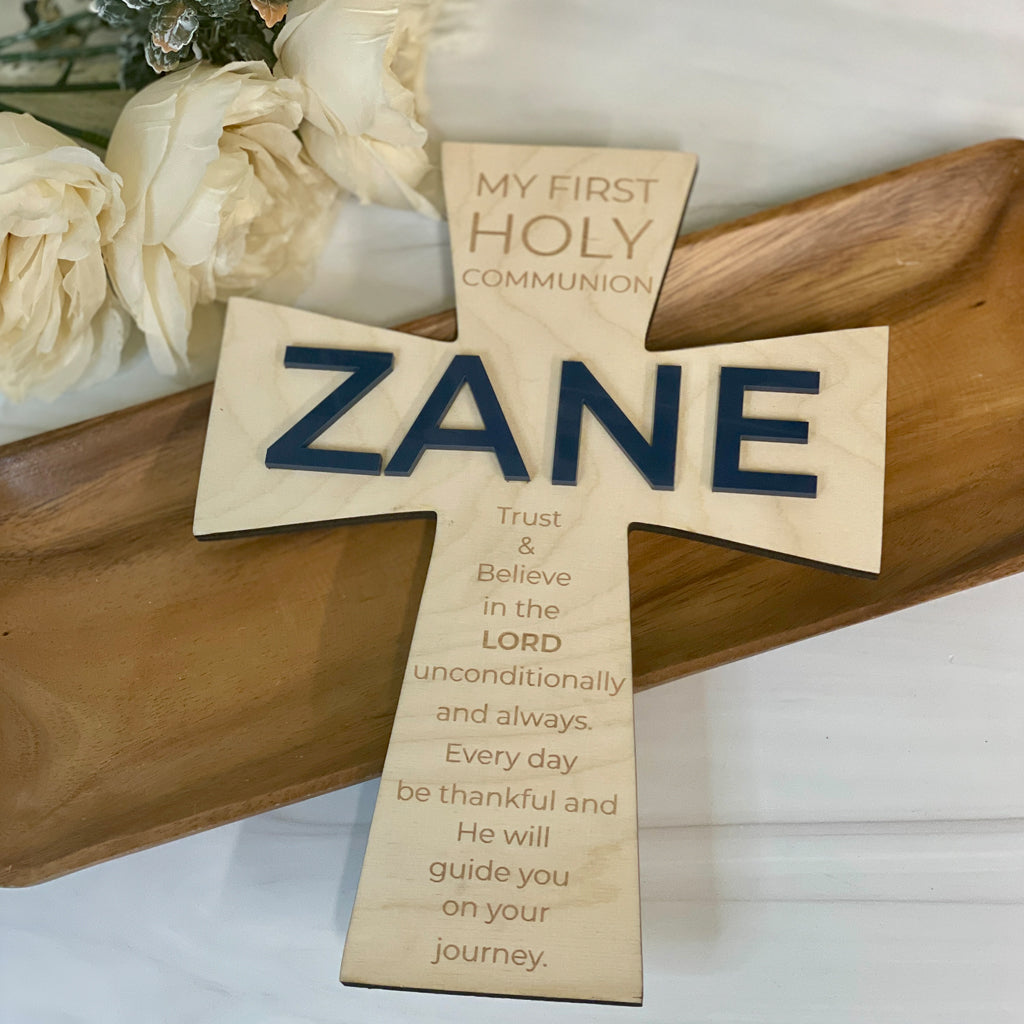 Personalized Holy First Communion Cross With Name and Date
