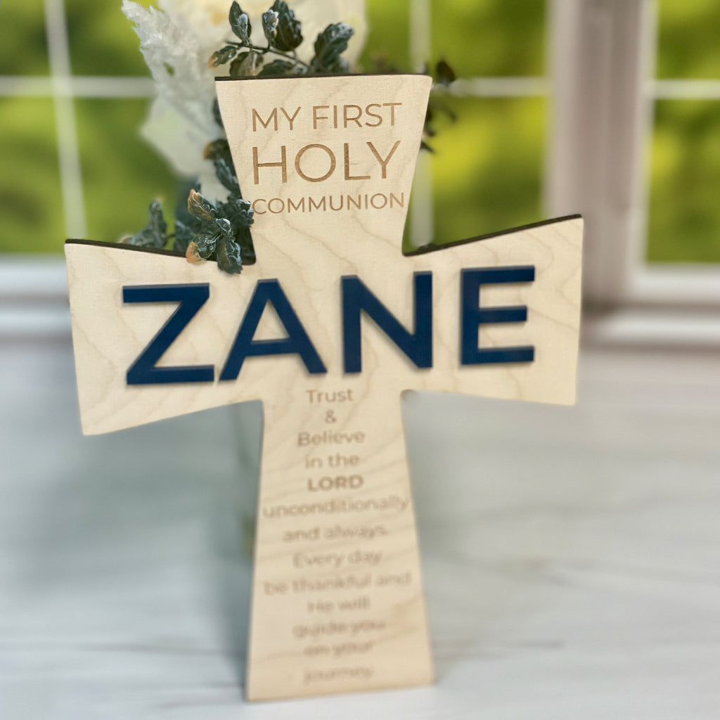 Personalized Holy First Communion Cross With Name and Date
