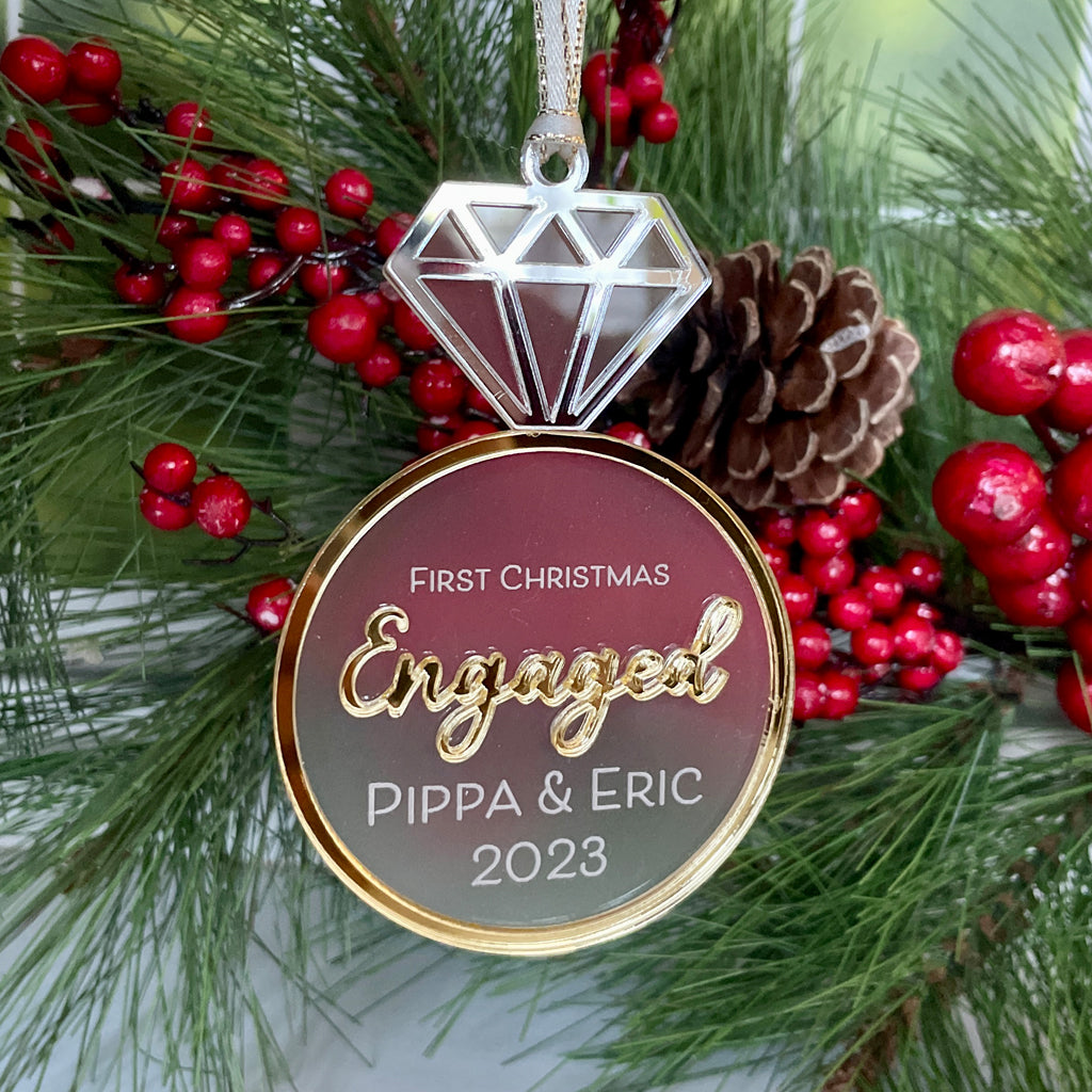 Personalized First Christmas Diamond Ring Ornament