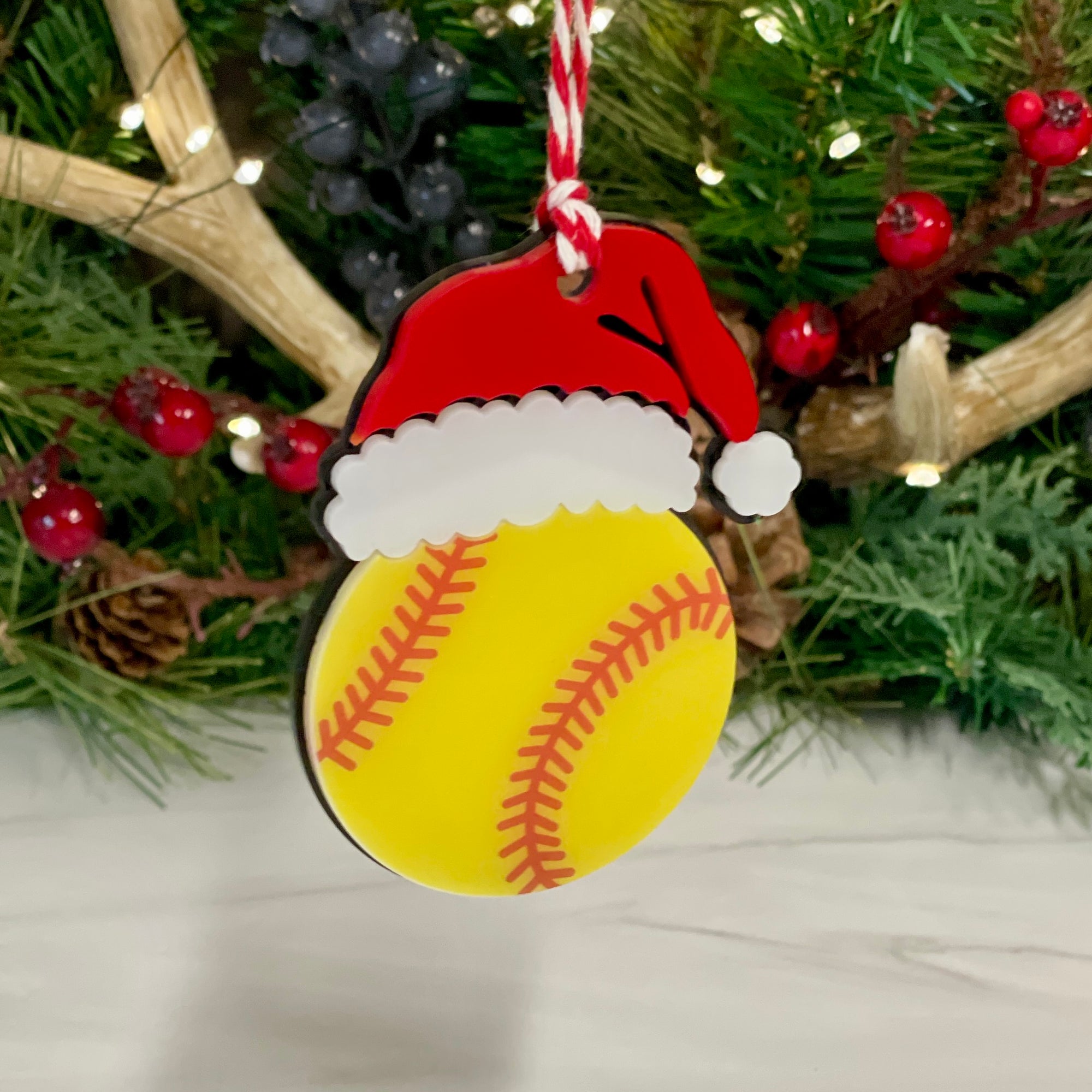 Santa Hat Sport Ball Ornaments