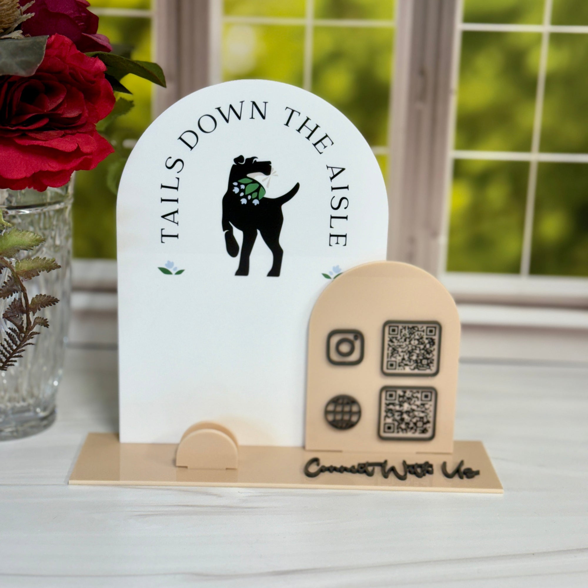 Trade Show Social QR Code, Freestanding Acrylic Business Marketing Sign