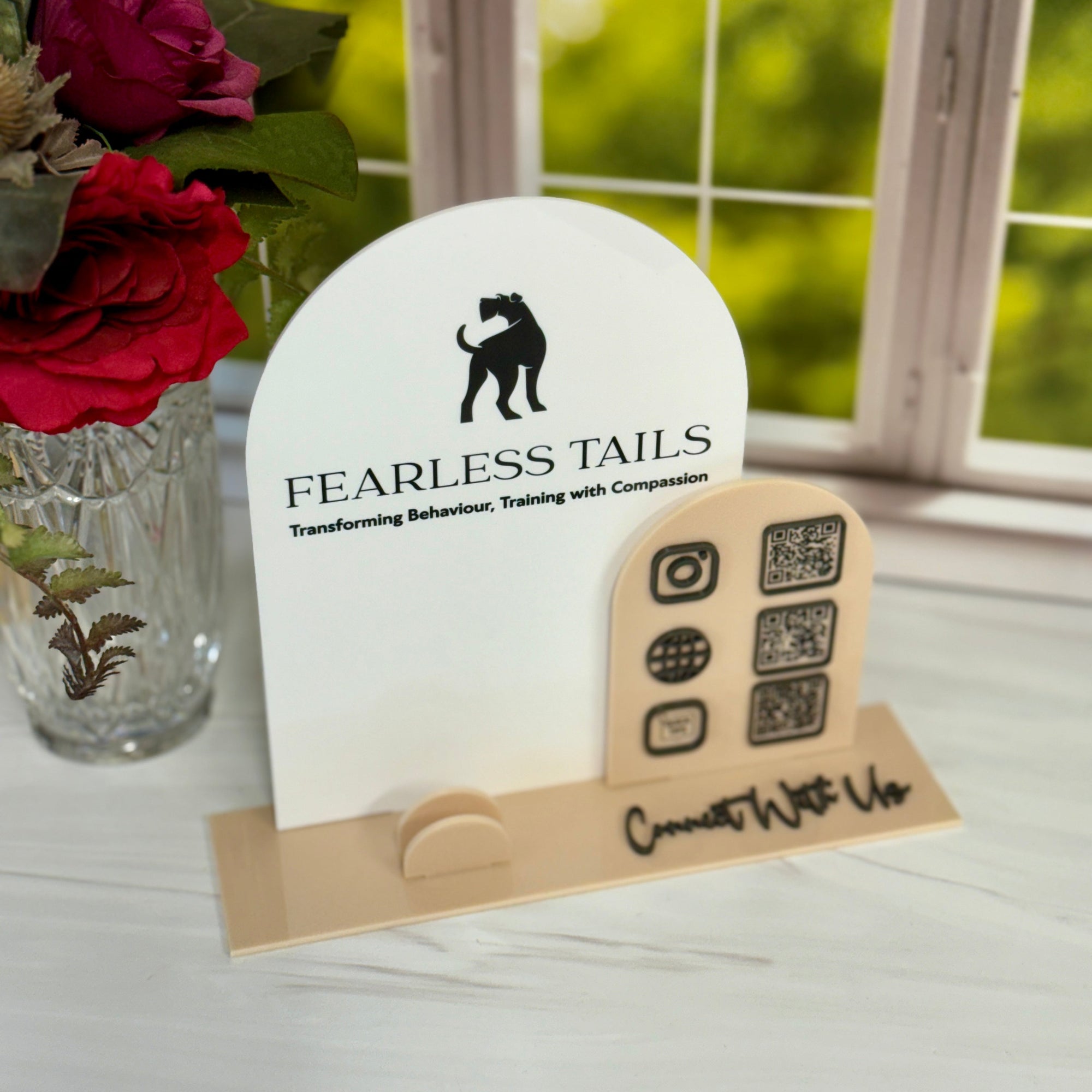 Trade Show Social QR Code, Freestanding Acrylic Business Marketing Sign