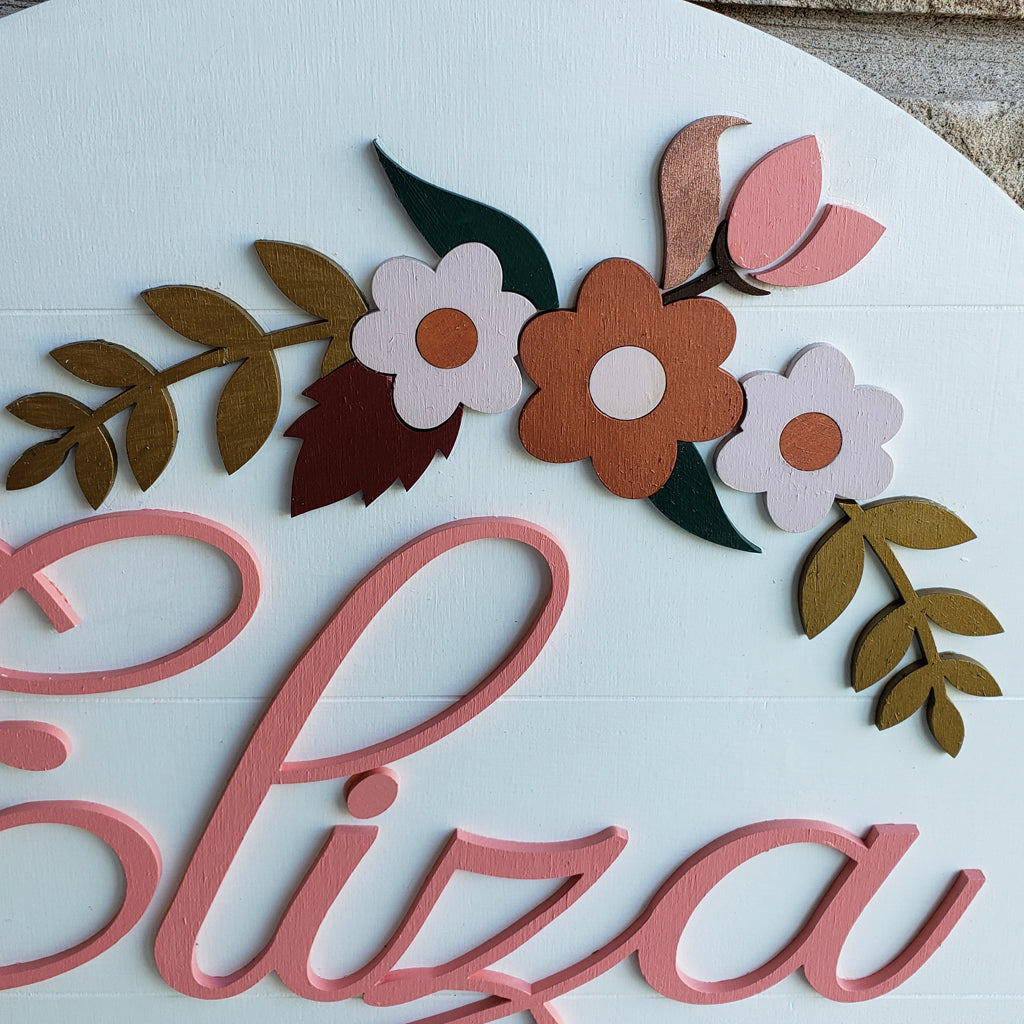 Floral Round Name Sign