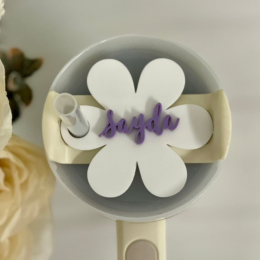 Personalized Flower Name Topper for Yeti Rambler With Straw or Stanley H2.0