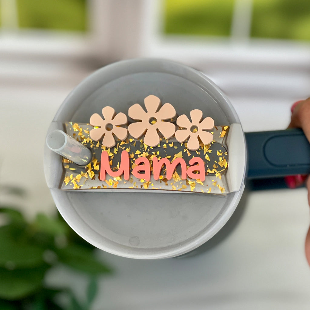 Floral Tumbler Topper for Yeti Rambler With Straw or Stanley H2.0