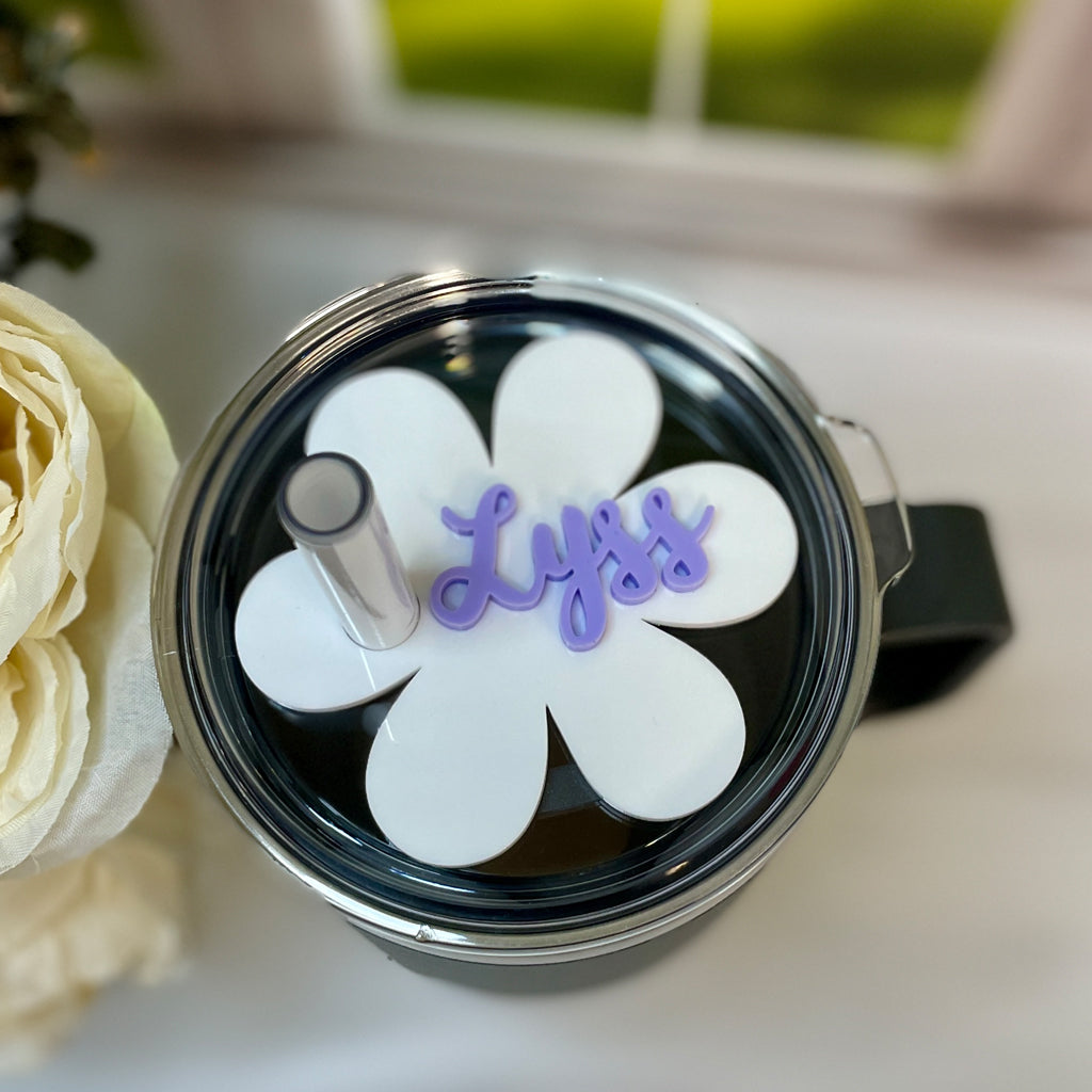 Personalized Flower Name Topper for Yeti Rambler With Straw or Stanley H2.0