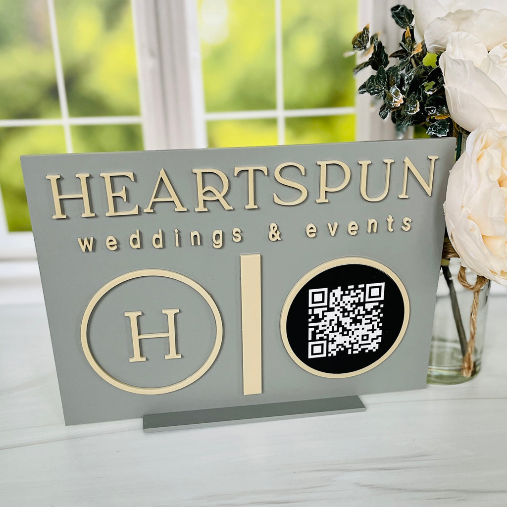 Business Name Social Media Icons, QR Codes Payment Sign