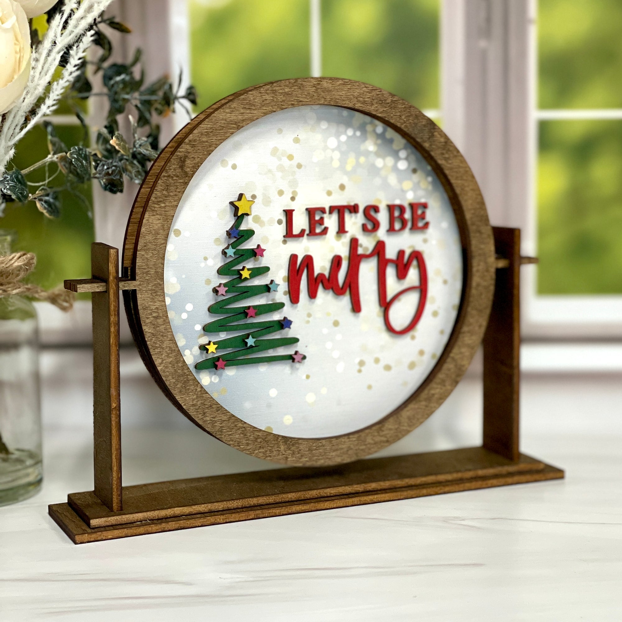 Let's Be Merry Circle Insert With Frame