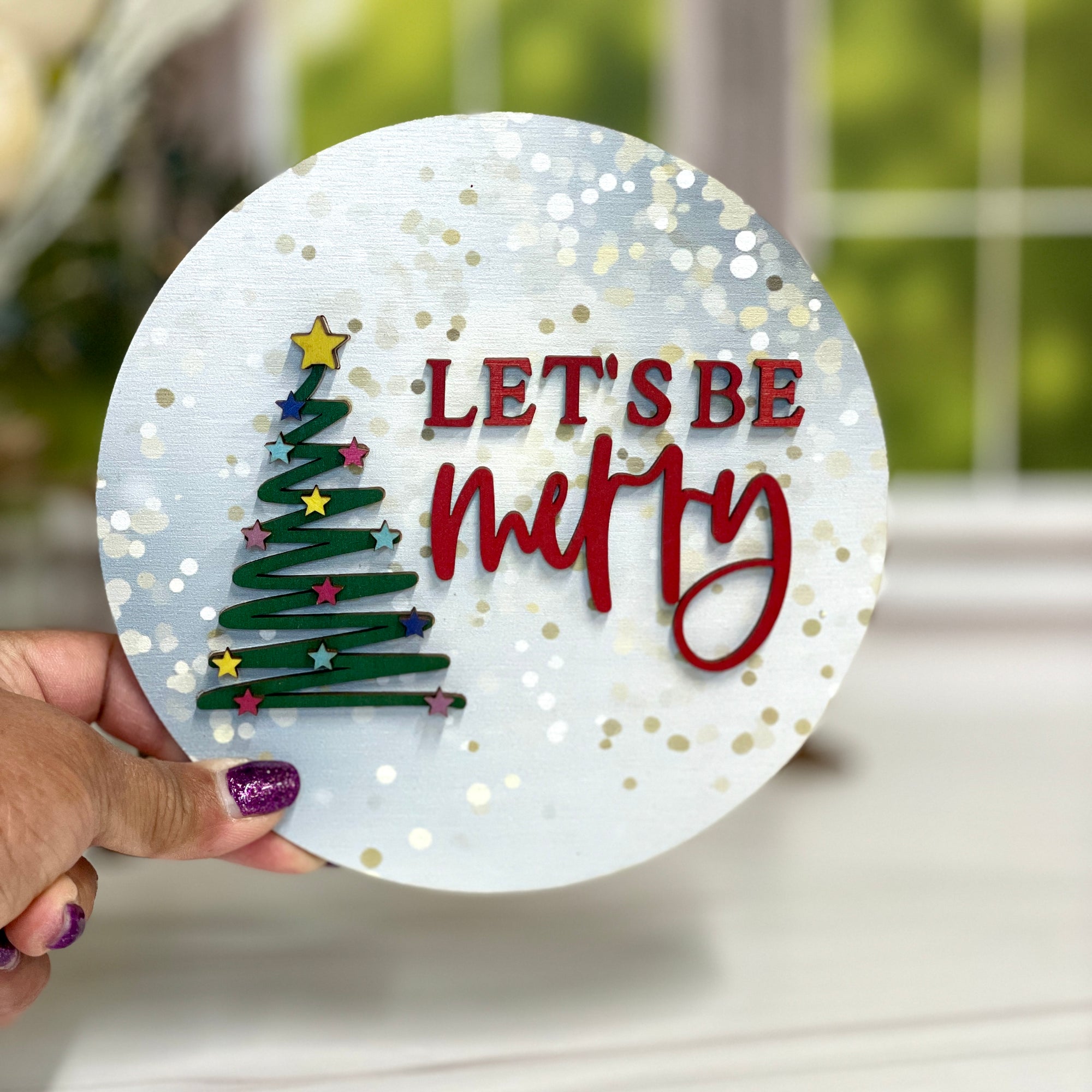 Let's Be Merry Circle Insert With Frame