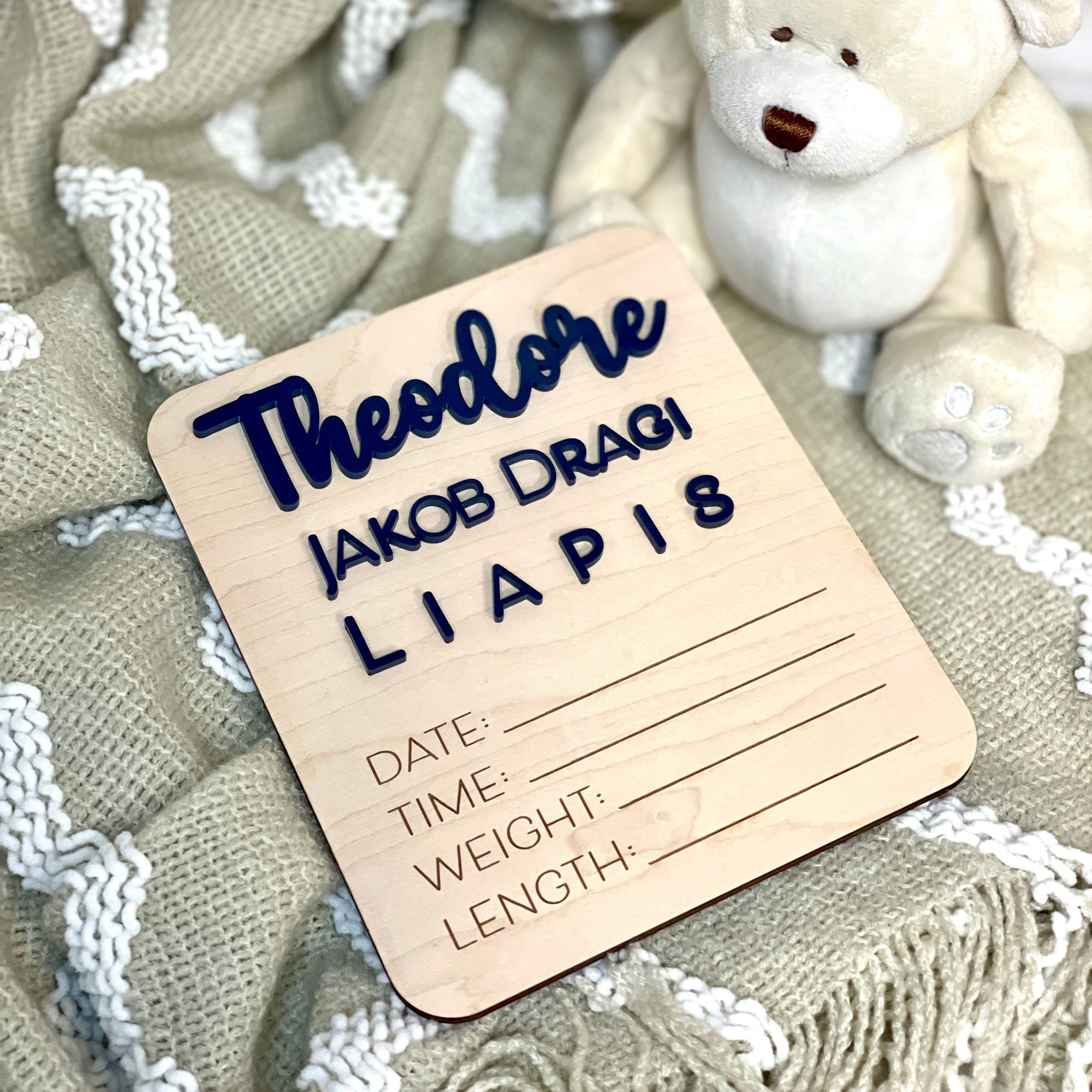 Baby Boy Hospital Name Plaque