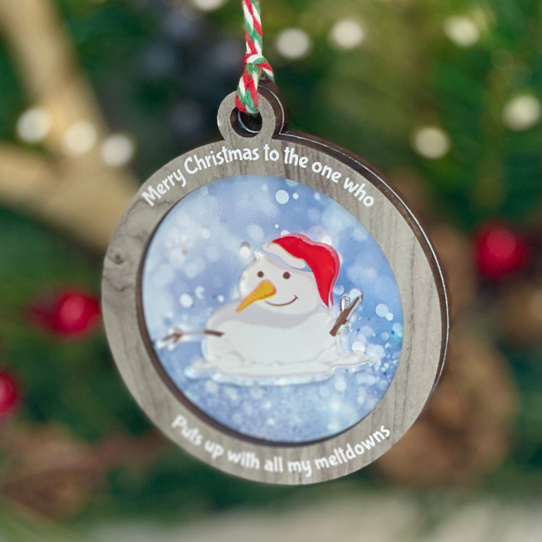 Funny Meltdown Snowman Christmas Bauble