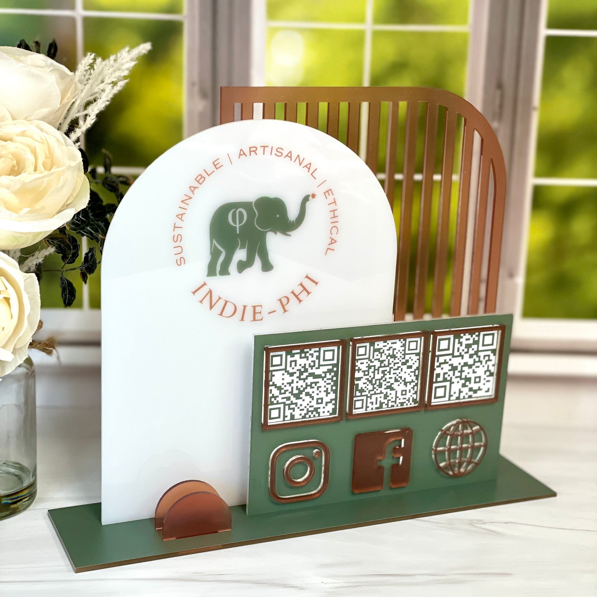 3 in 1 Double Arch Social Sign With NFC QR Code Keychain