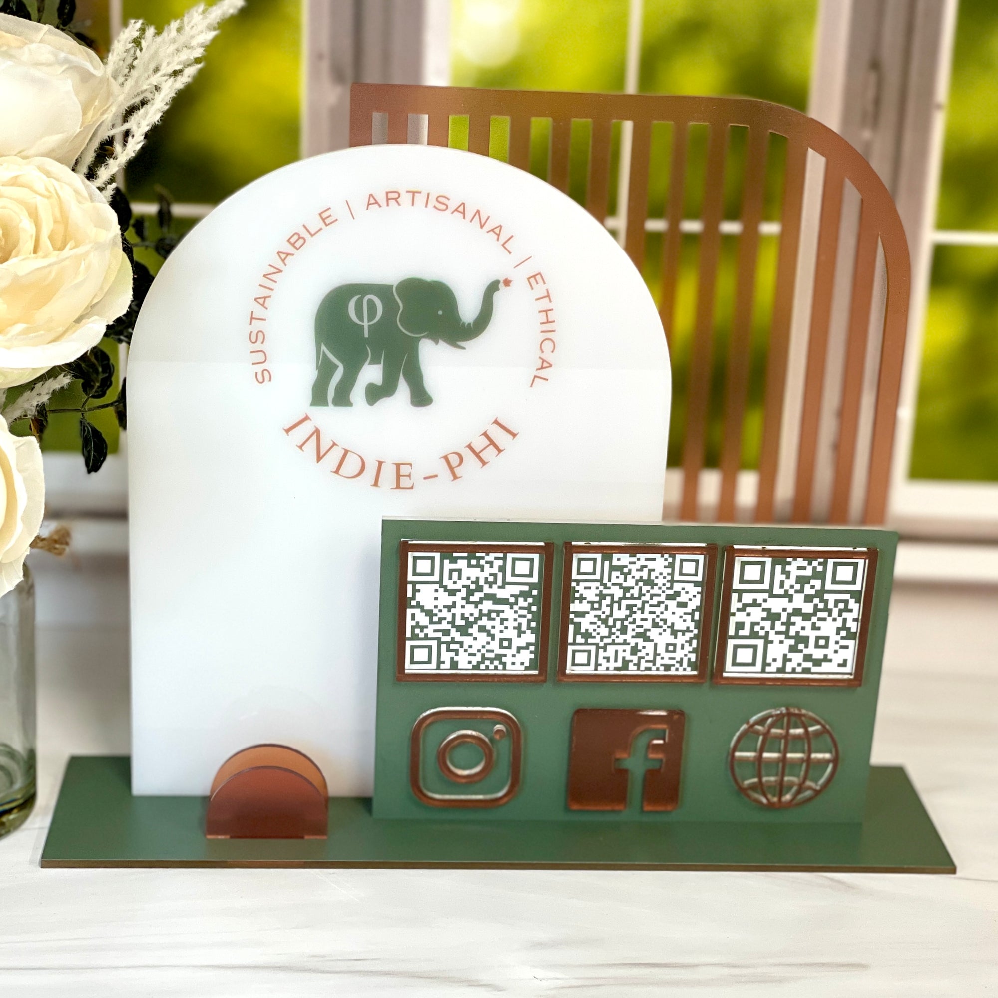 3 in 1 Double Arch Social Sign With NFC QR Code Keychain