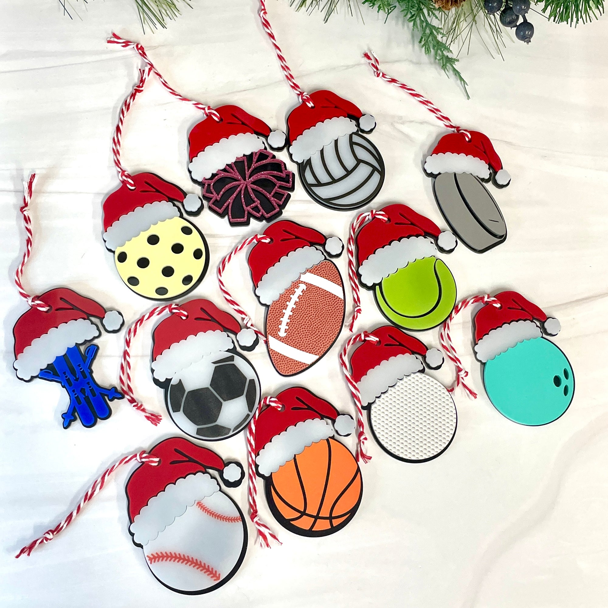 Santa Hat Sport Ball Ornaments