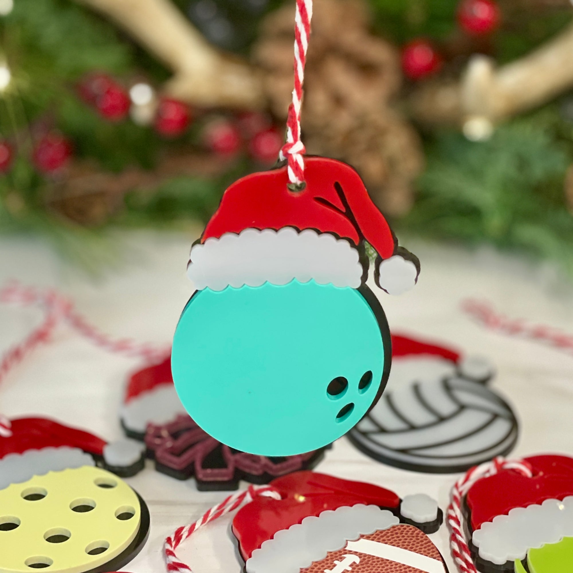 Santa Hat Sport Ball Ornaments