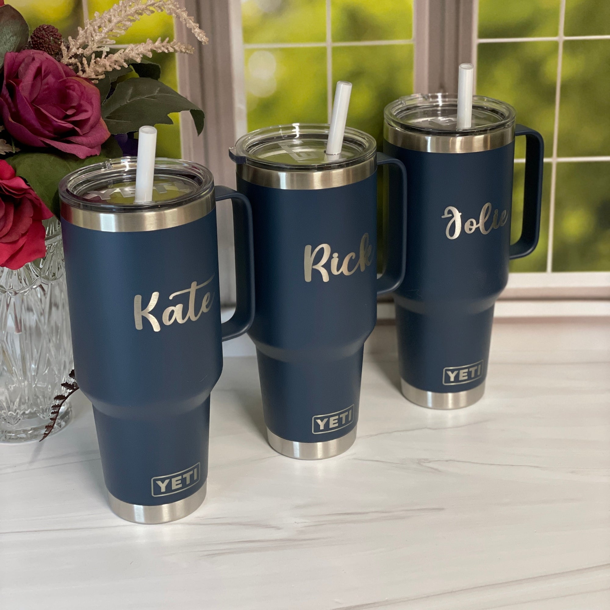 YETI Straw Tumblers Various Size Laser Engraved Design