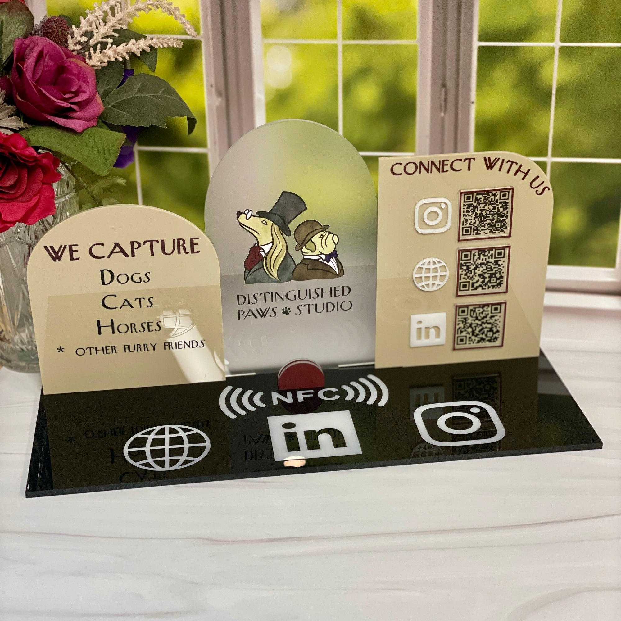 3D Business Logo NFC And QR Code Display