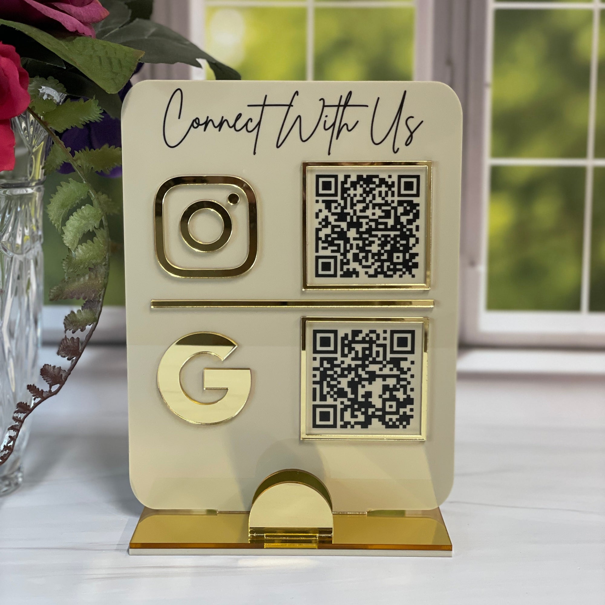 Connect With Us Social Media QR Code Sign