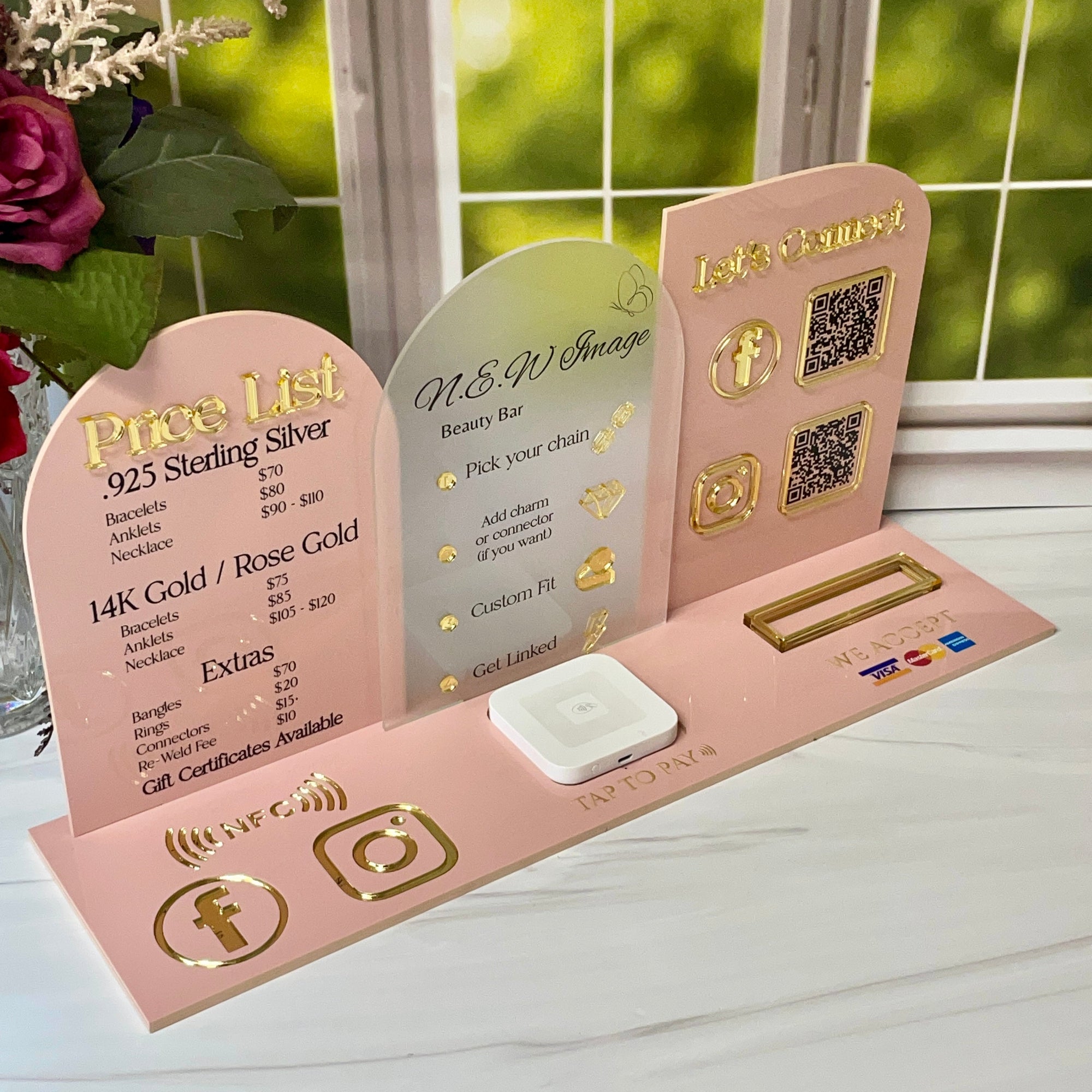 Multi Panel QR Code Sign With Business Logo And Price List