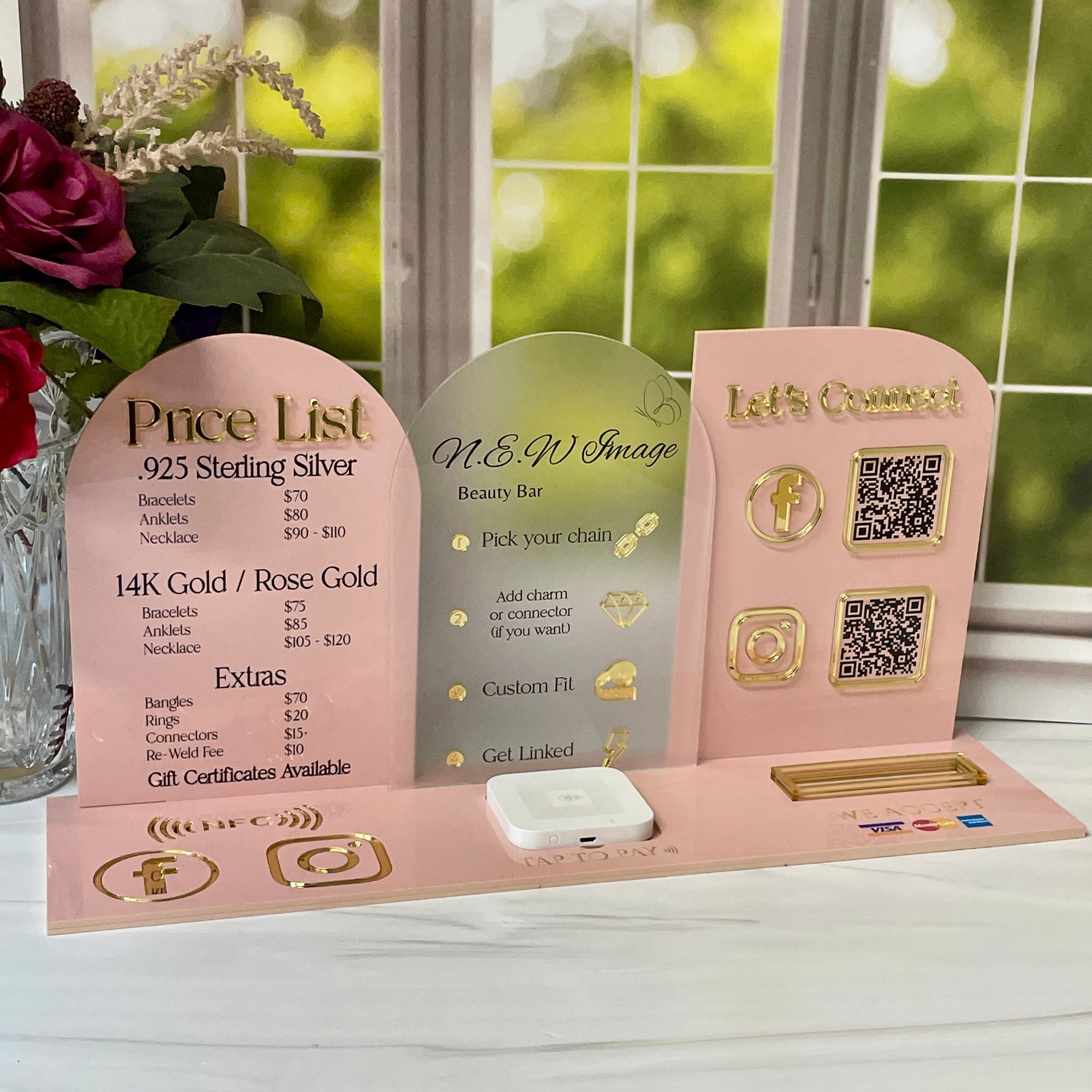 Multi Panel QR Code Sign With Business Logo And Price List