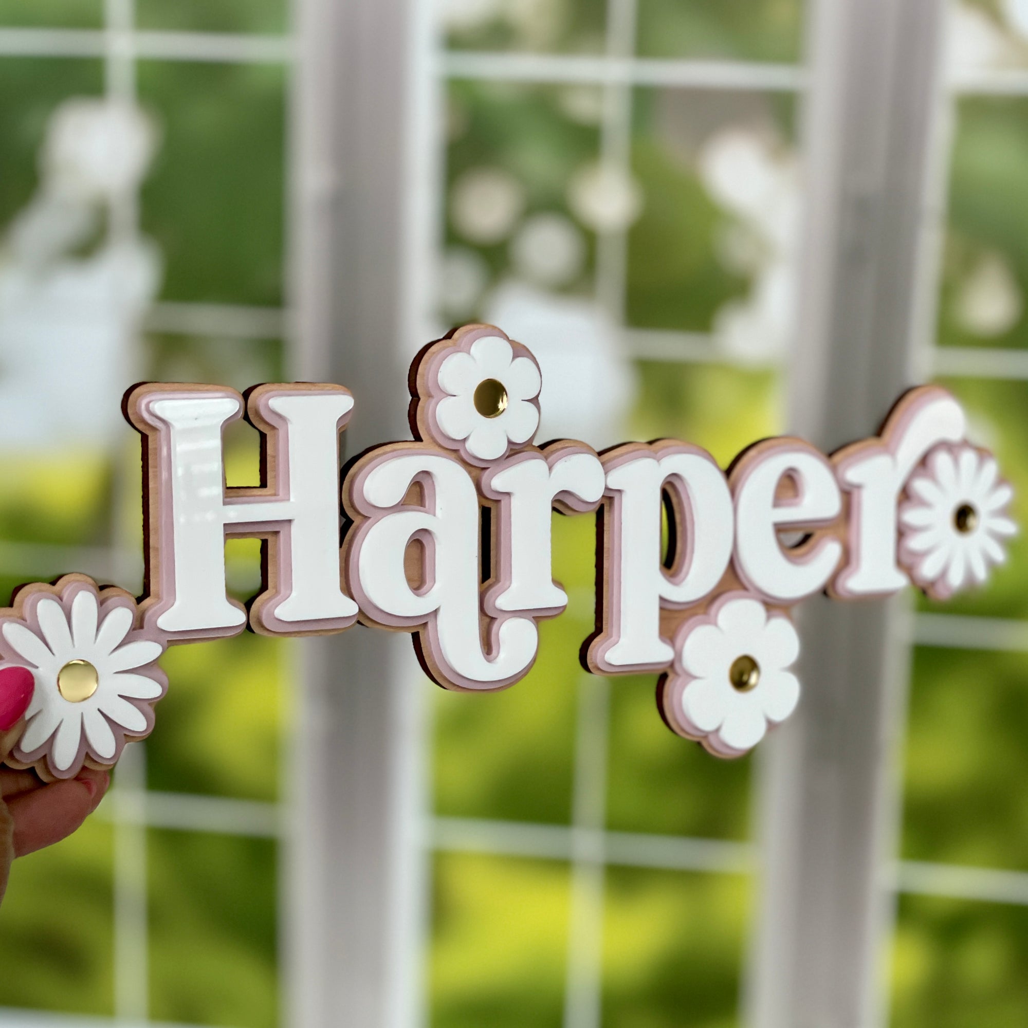 Daisy Nursery Name Sign With Layered Acrylic