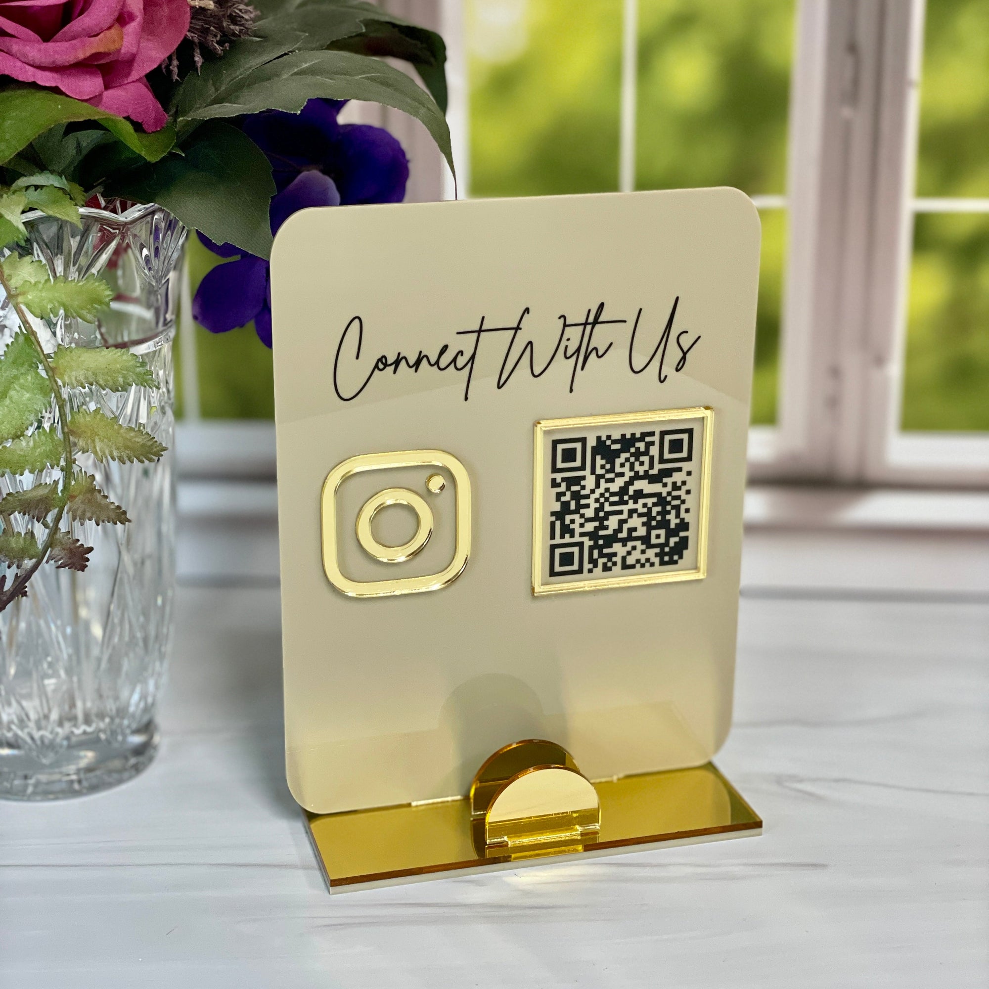 Connect With Us Social Media QR Code Sign