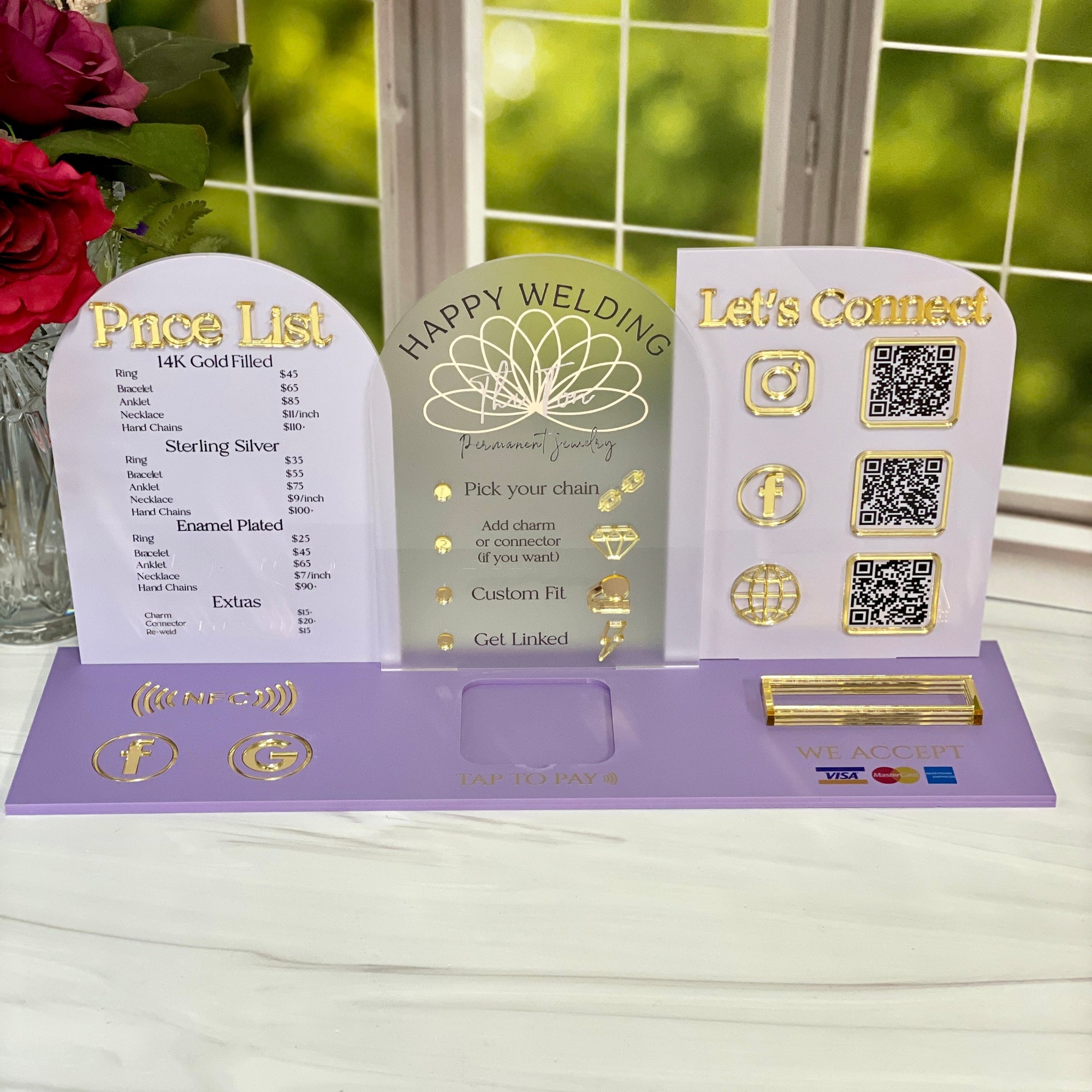 Multi Panel QR Code Sign With Business Logo And Price List