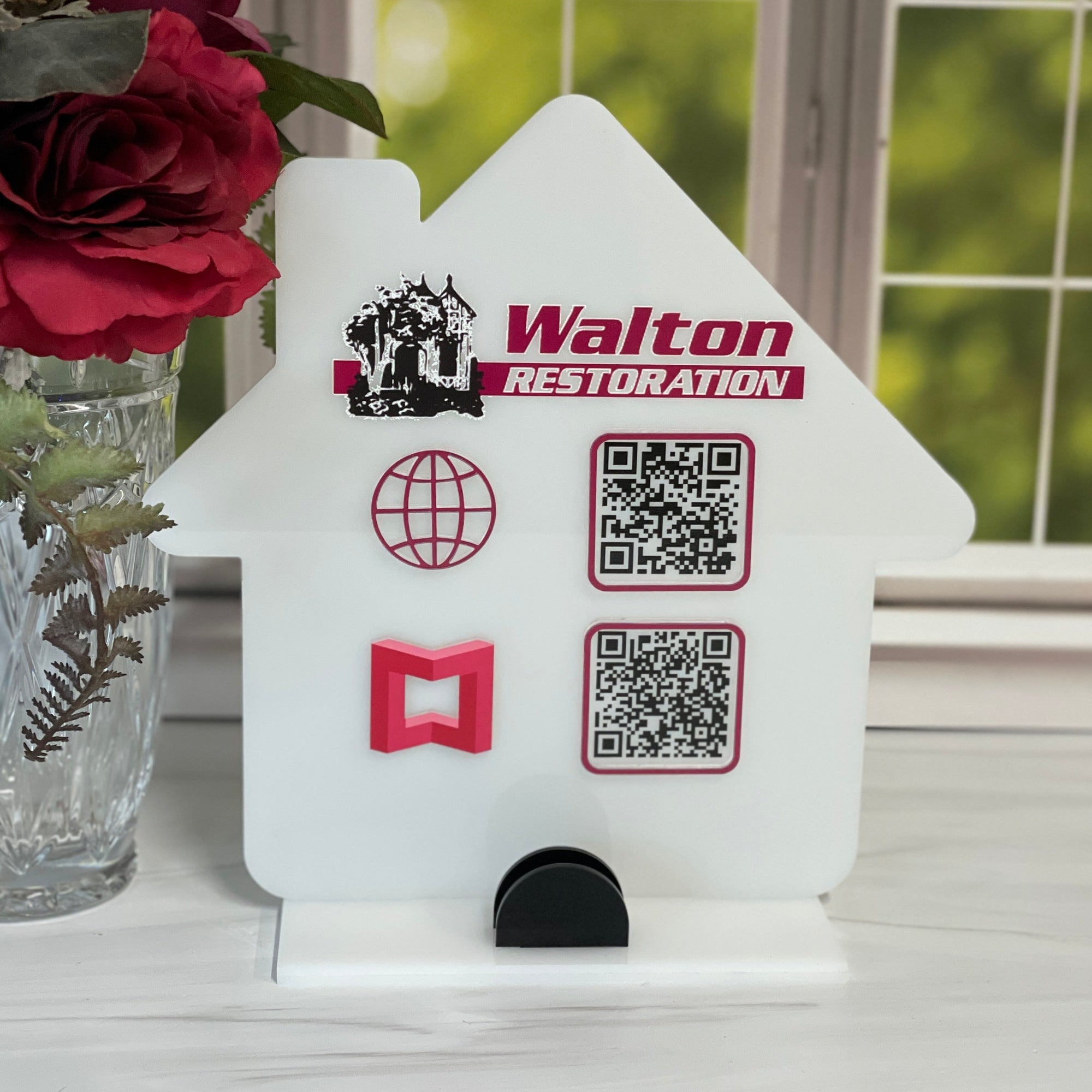 House Shaped QR Code Sign With Card Holder For Realtors