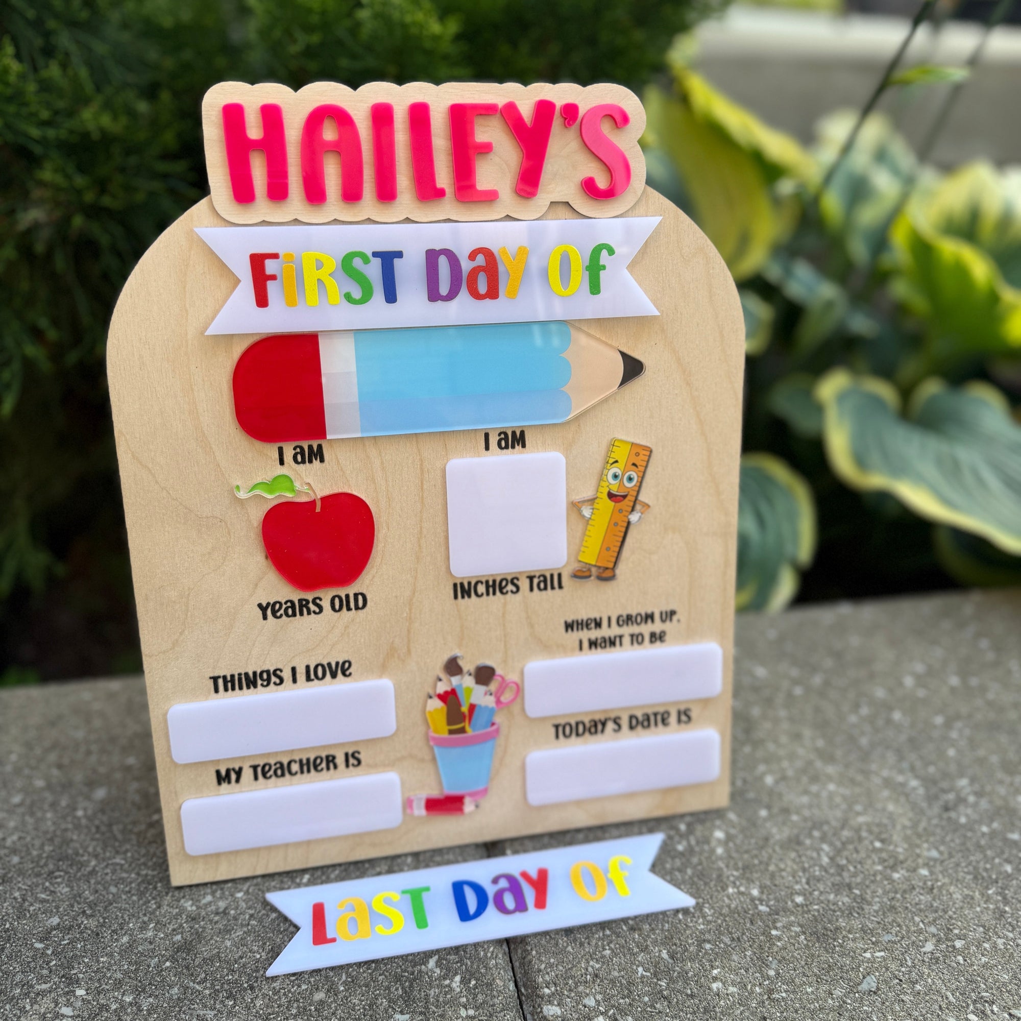 Personalized First & Last Day of School Board – Dry Erase Photo Prop