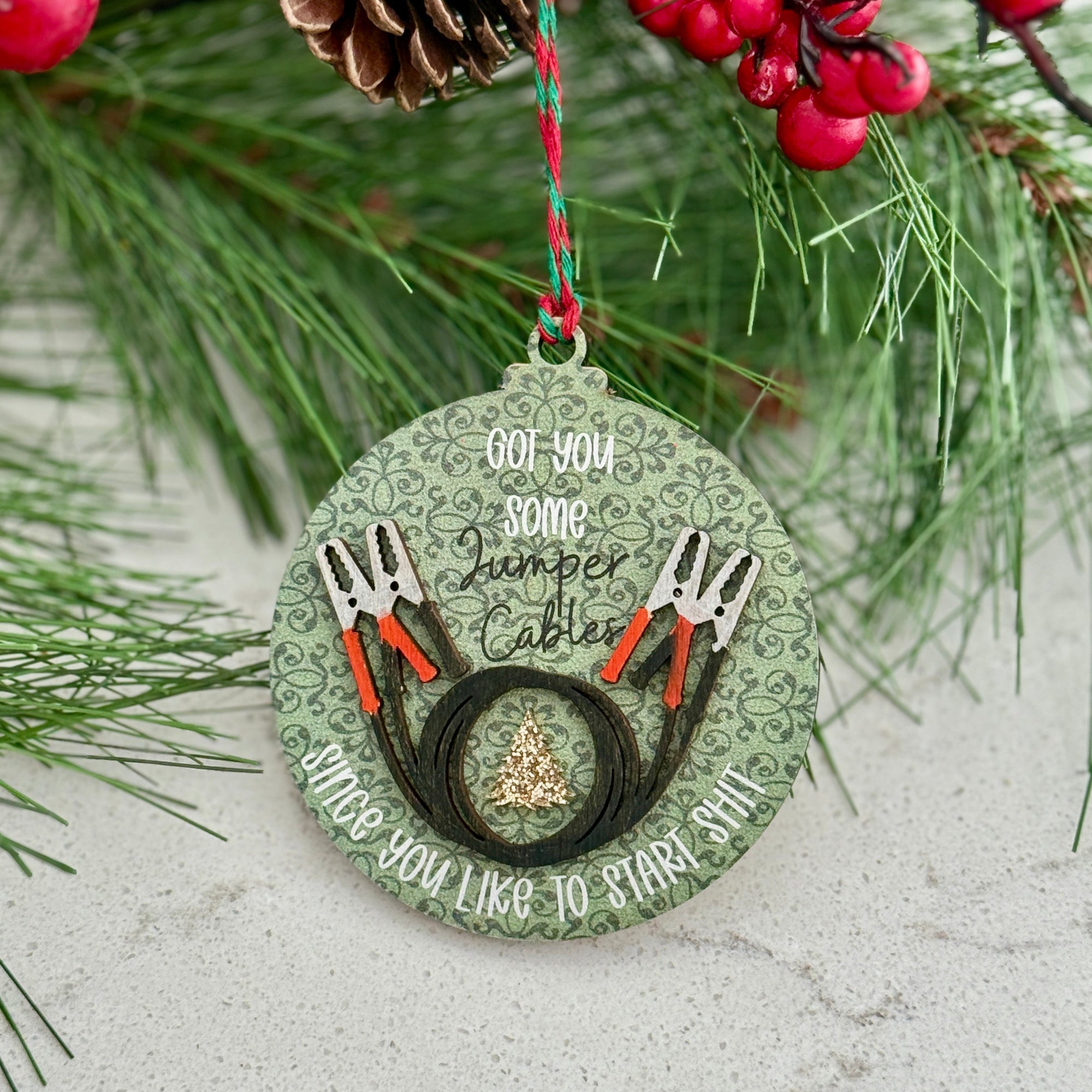 Funny Christmas Ornament - Jumper Cables