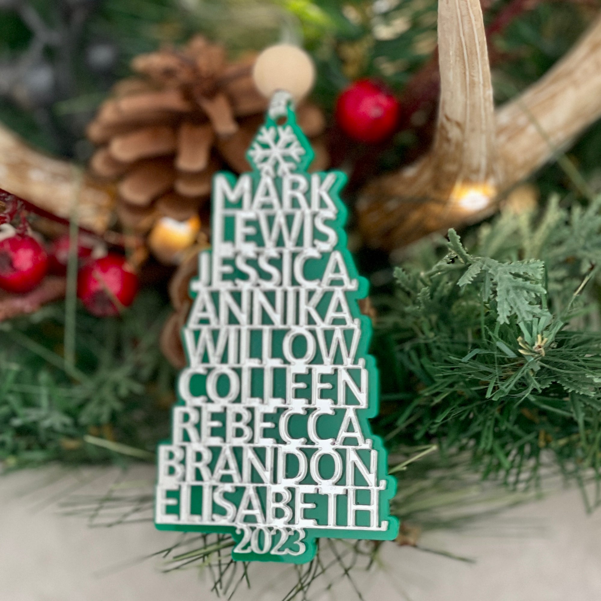 Personalized Christmas Tree Ornament with Family Members Name