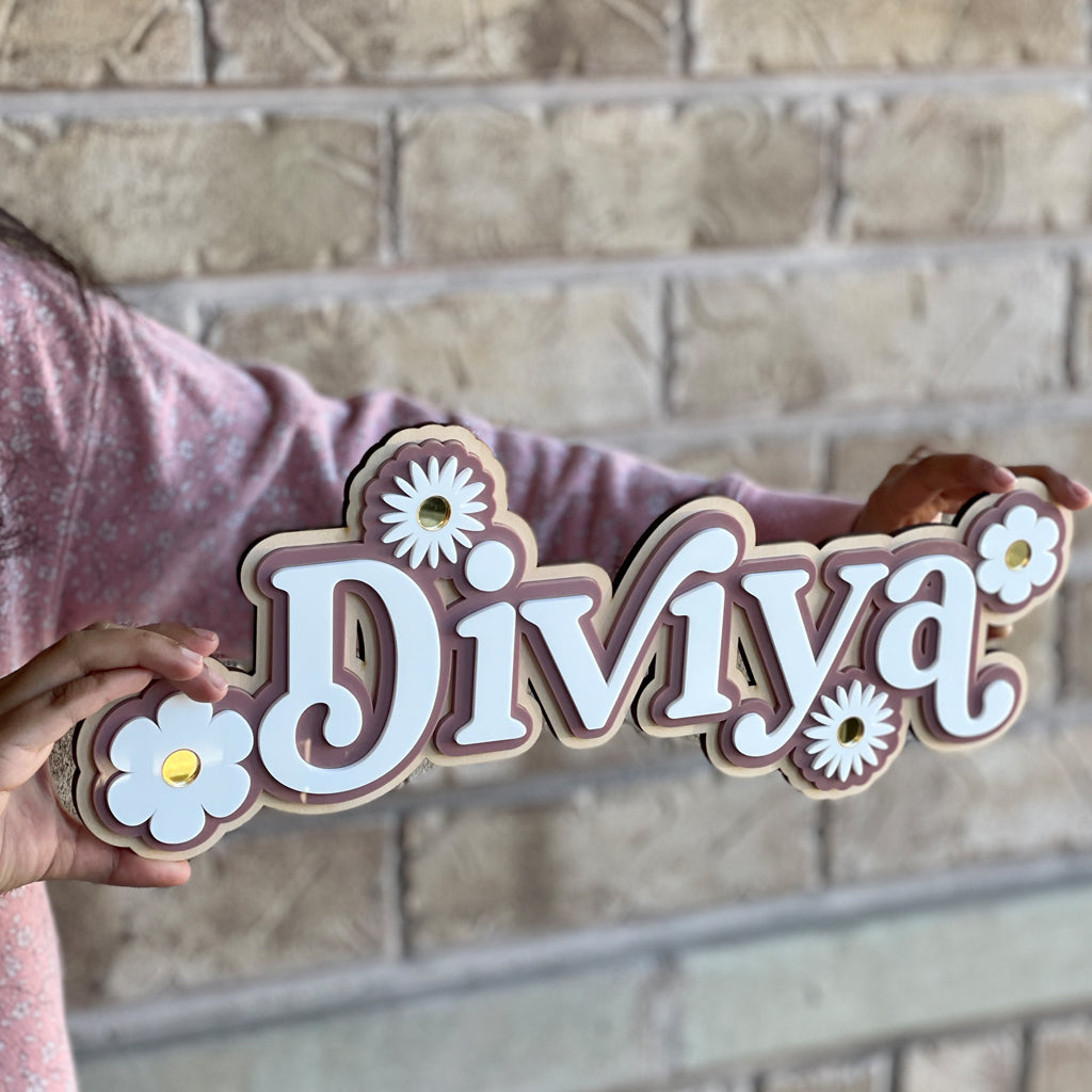 Daisy Nursery Name Sign With Layered Acrylic