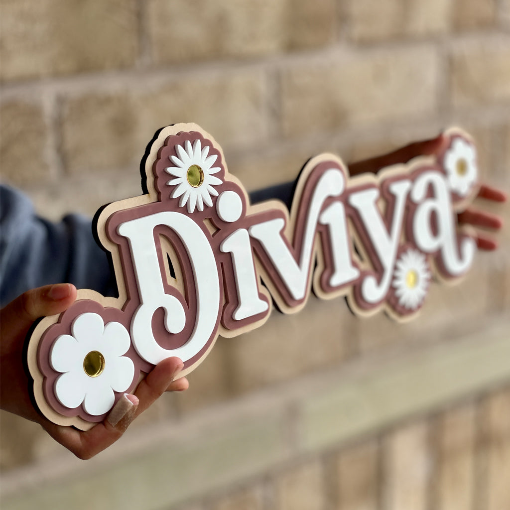 Daisy Nursery Name Sign With Layered Acrylic