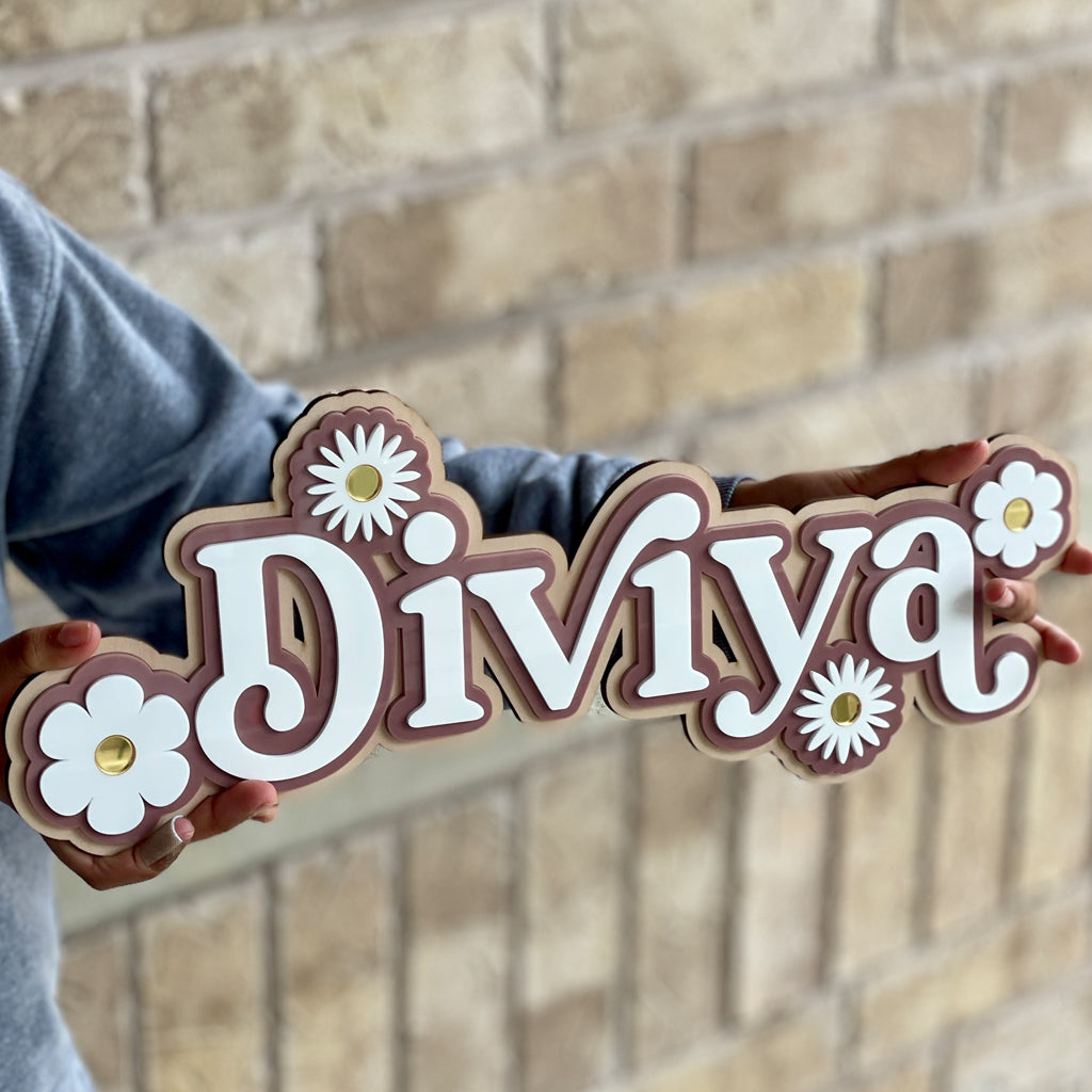Daisy Nursery Name Sign With Layered Acrylic
