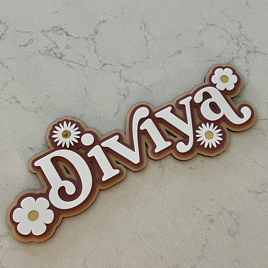 Daisy Nursery Name Sign With Layered Acrylic