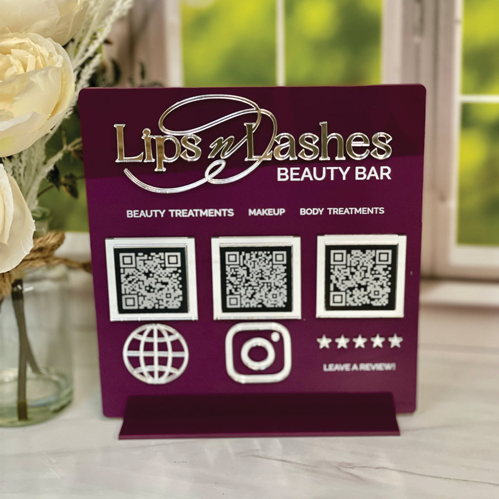 Contactless Payment Sign With Social Media QR Codes