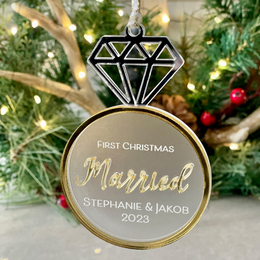Personalized First Christmas Diamond Ring Ornament
