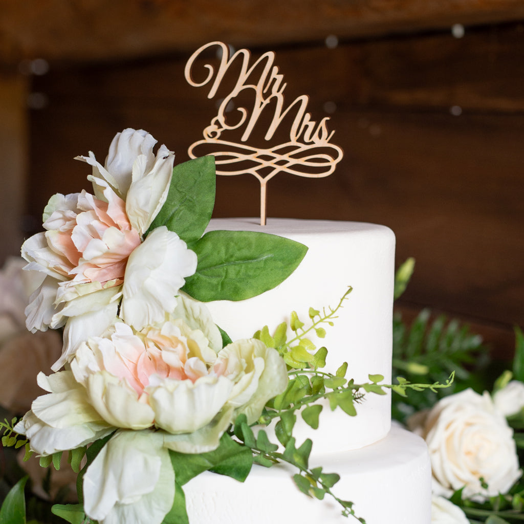 Mr and Mrs Wedding Cake Topper, Rustic Wedding Cake Topper