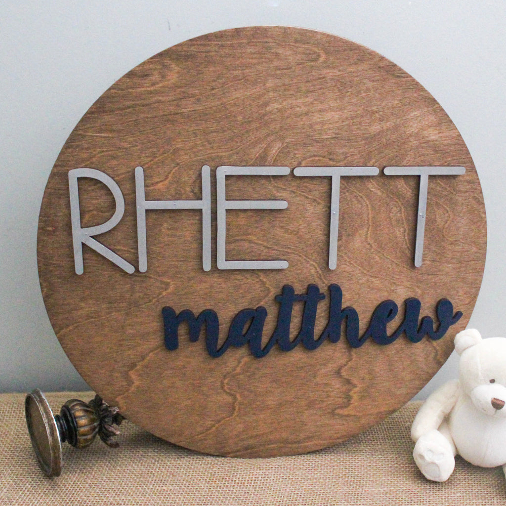 Custom Wood Round Name Sign, Nursery Wall Art