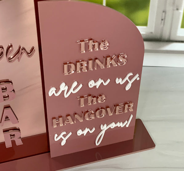 Open Bar Acrylic Sign For Events