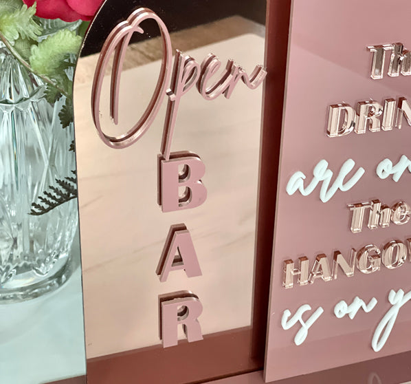 Open Bar Acrylic Sign For Events