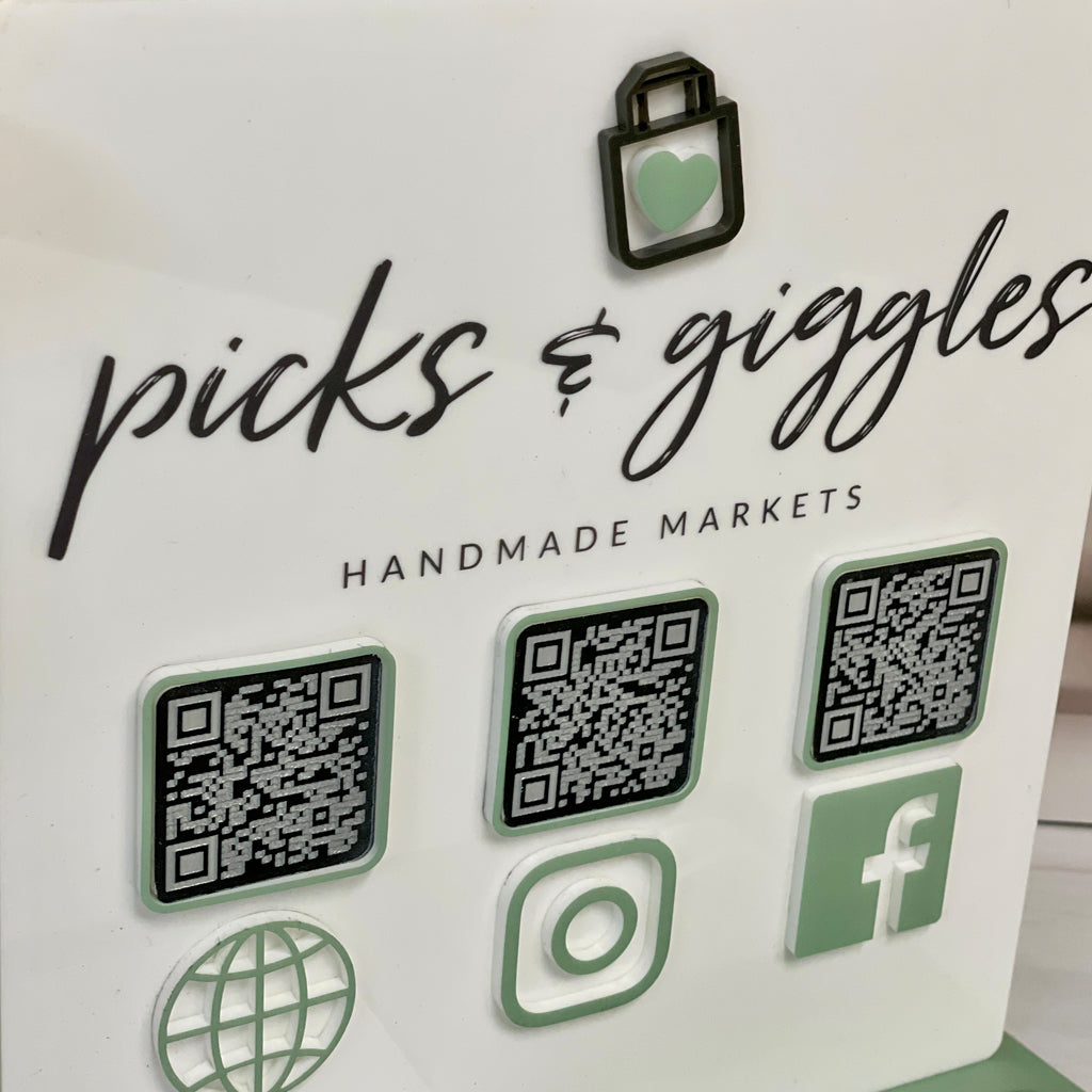 Contactless Payment Sign With Social Media QR Codes
