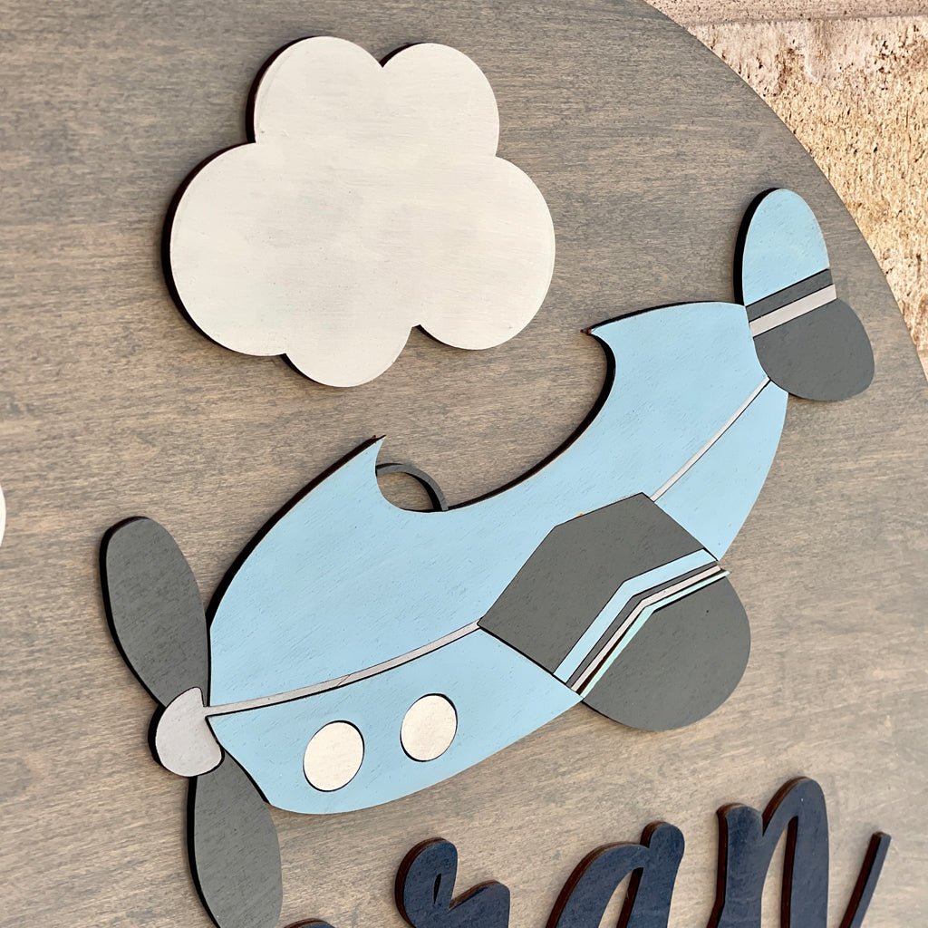 Airplane Name Sign, Aviation Nursery Decor